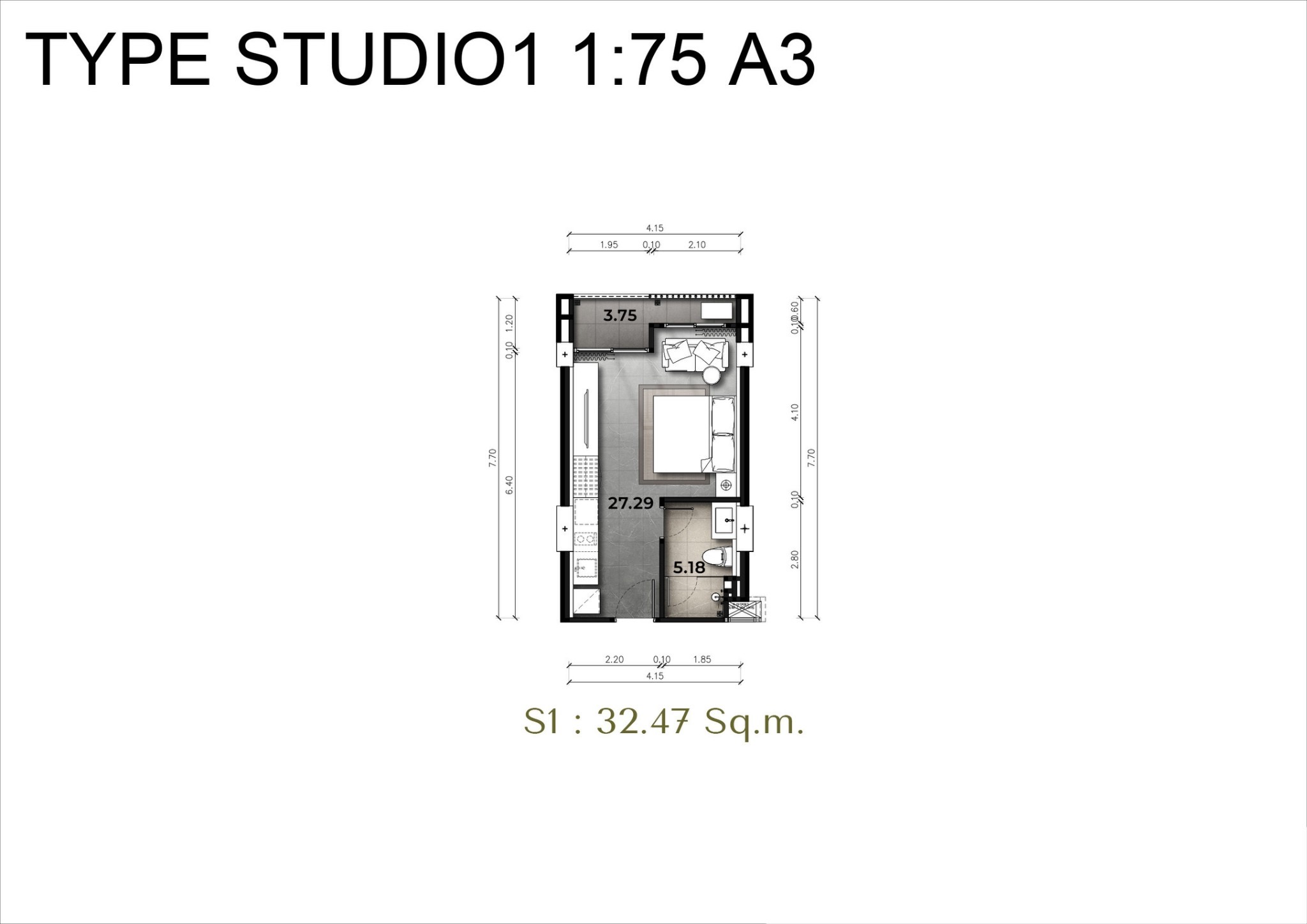 Студия 32м2 в The Panora Estuaria